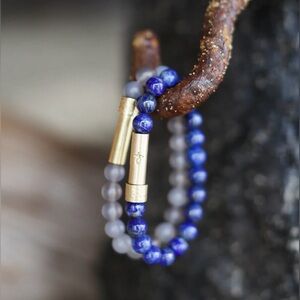 Wishbeads Polished Lapis Lazuli  Bracelet Love + Protection